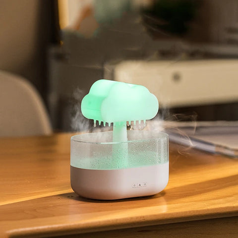 Humidificador de luz nocturna de nube de lluvia con sonido de gota de agua de lluvia y difusor de aceite esencial de luz Led de 7 colores, aromaterapia, 2024